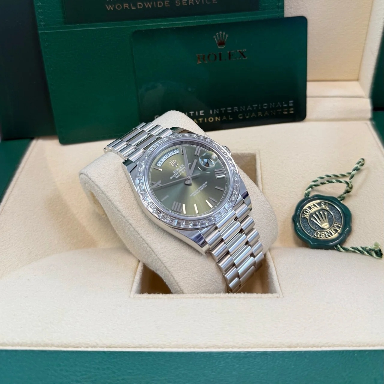 【Super Clone】ROLEX Day-Date 40mm 228396TBR-0020 Green Roman Dial