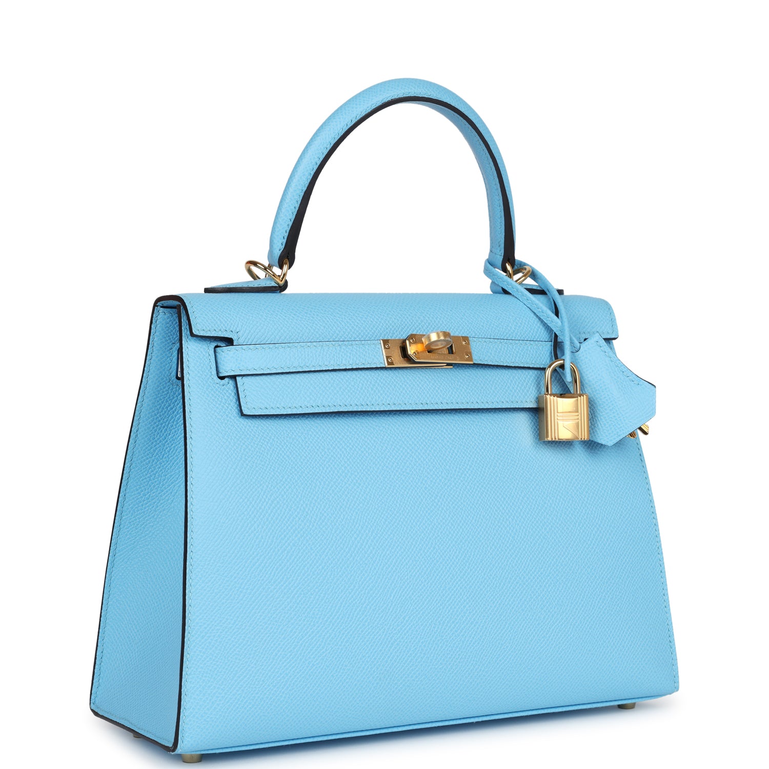 Hermès Kelly Sellier 25 Celeste Epsom Gold Hardware