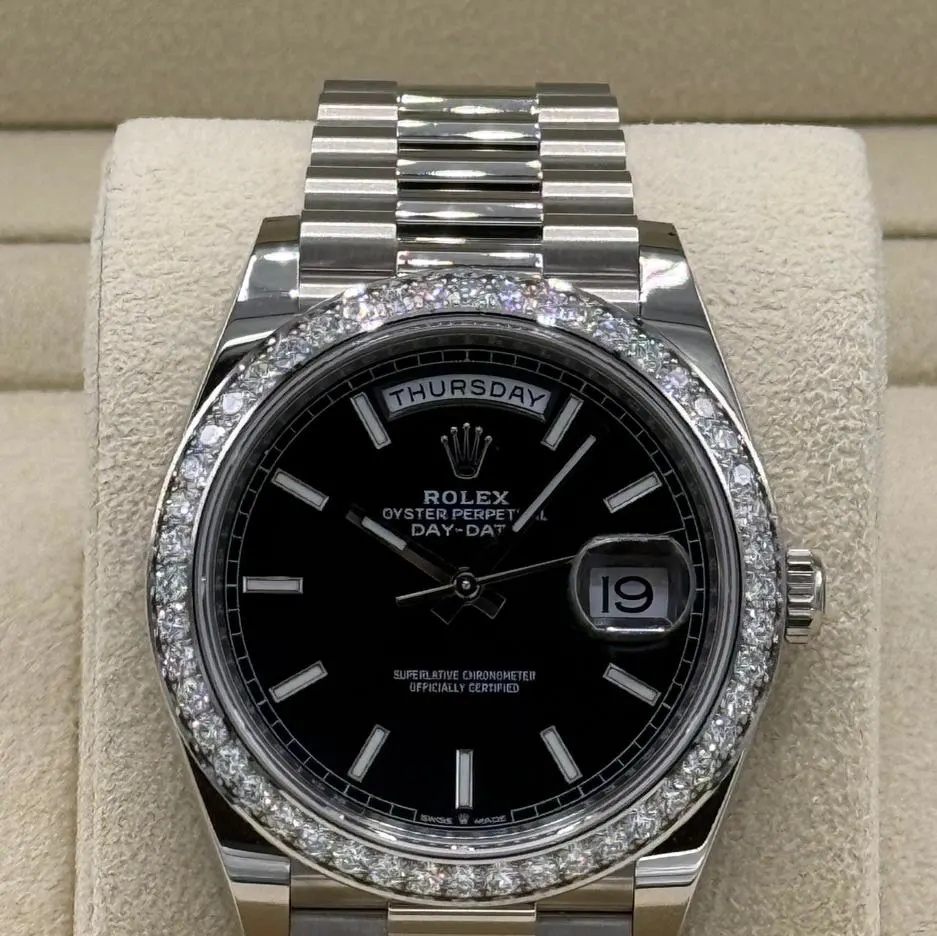 【Super Clone】ROLEX  Day-Date 40mm 228349RBR-0002 Bright Black Dial President Bracelet