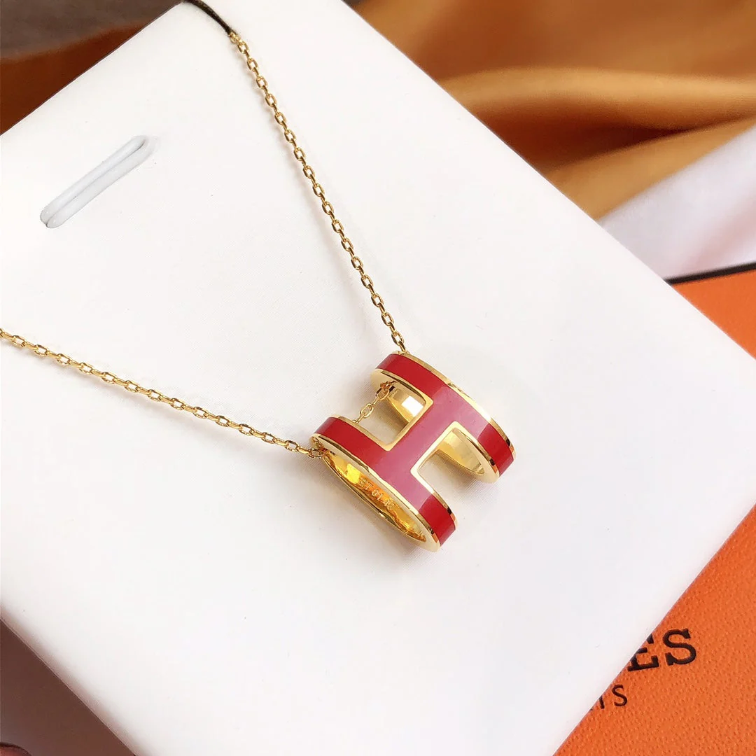 Regalia jewelryHM CLIC RED ENAMEL GOLD NECKLACE