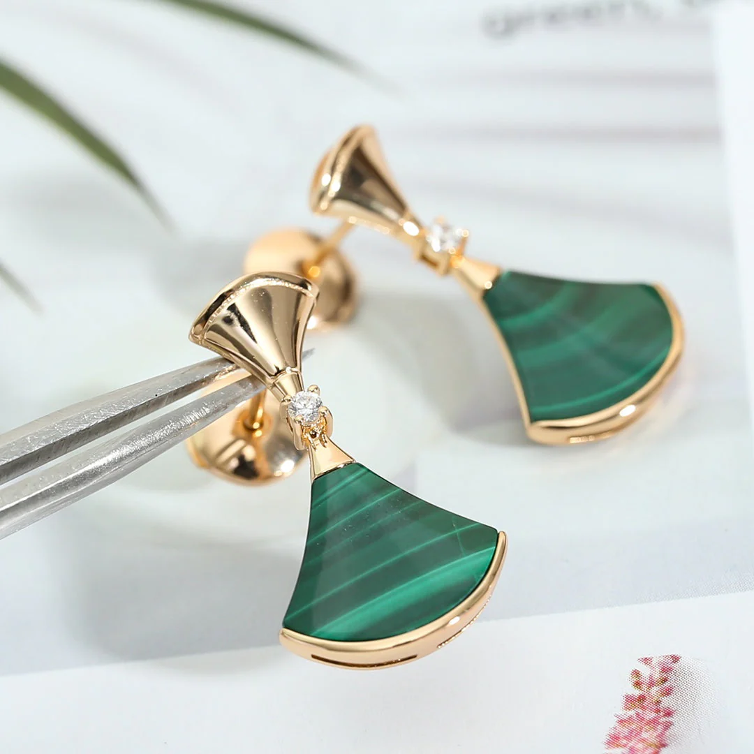 Regalia jewelryDREAM MALACHITE PINK GOLD EARRINGS