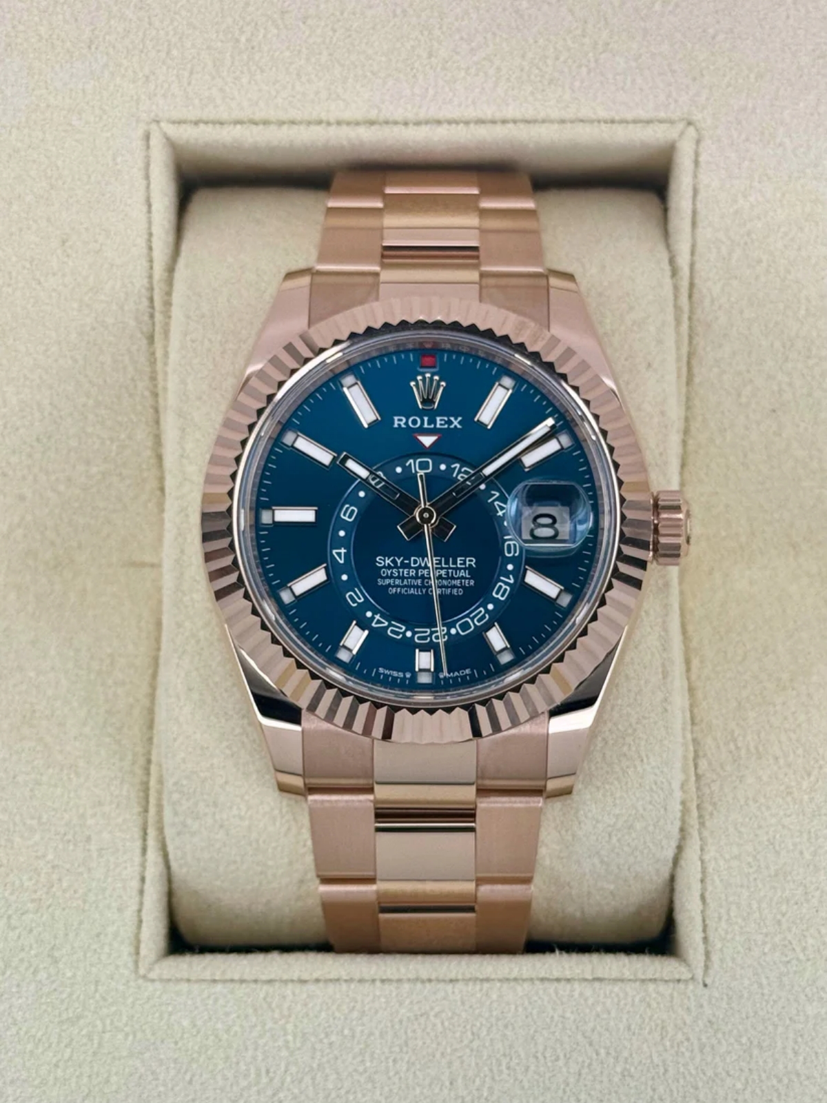 【Super Clone】ROLEX  Sky-Dweller 42mm 336935-0001/0005 Rose Gold Blue Dial Oyster