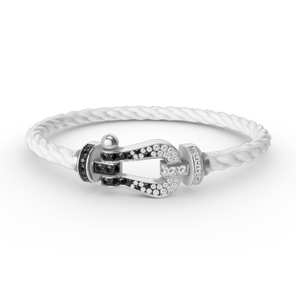 Regalia jewelryFORCE LARGE HORSESHOE BLACK WHITE DIAMOND BRACELET SILVER