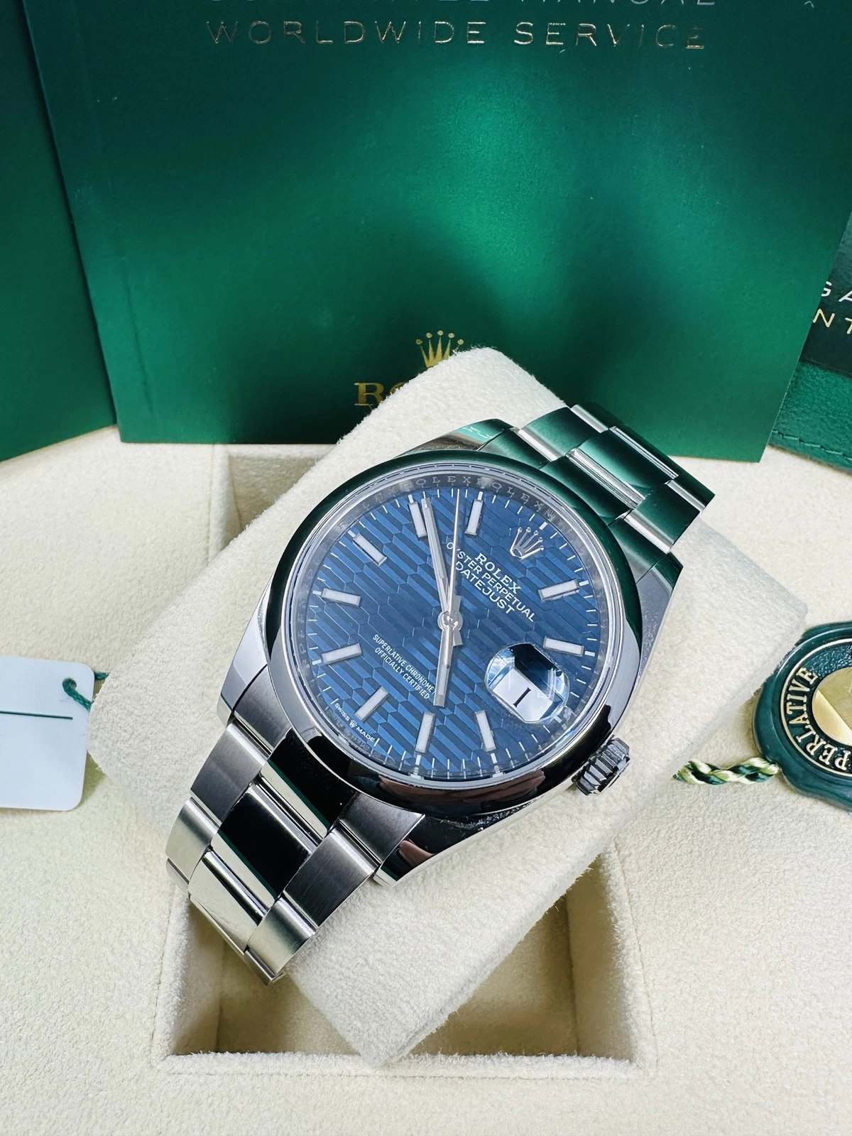 【Super Clone】ROLEX  Datejust 36mm 126200 Oyster Perpetual Blue Fluted Motif Dial Jubilee Stainless Steel