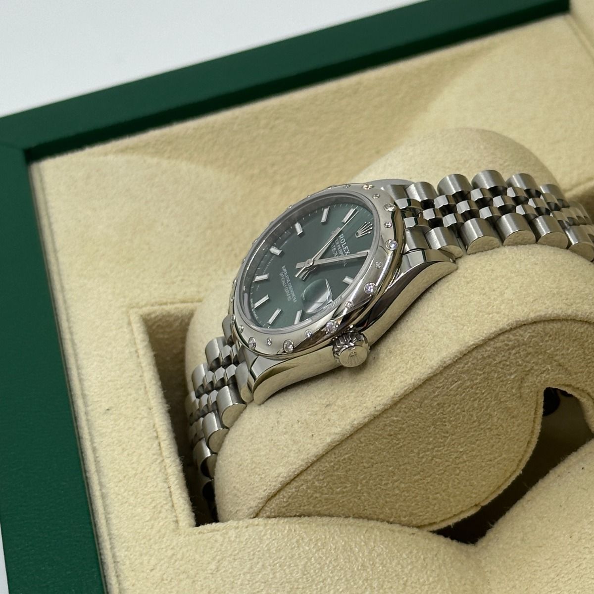 【Super Clone】ROLEX Datejust m278344-0019/0020 Mint Green Dial 31mm Domed Diamond Oyster Watch