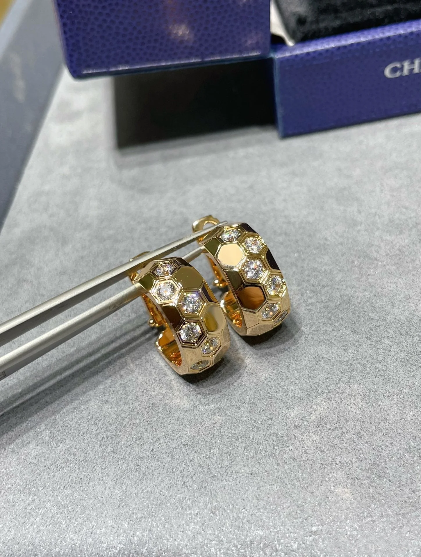 Regalia jewelryBEE LOVE DIAMOND HOOP EARRINGS