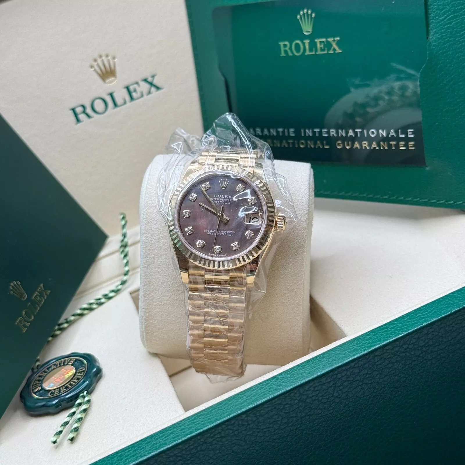 【Super Clone】ROLEX Datejust m278278-0038 Black Mother-of-Pearl 31mm Dial President Bracelet Watch