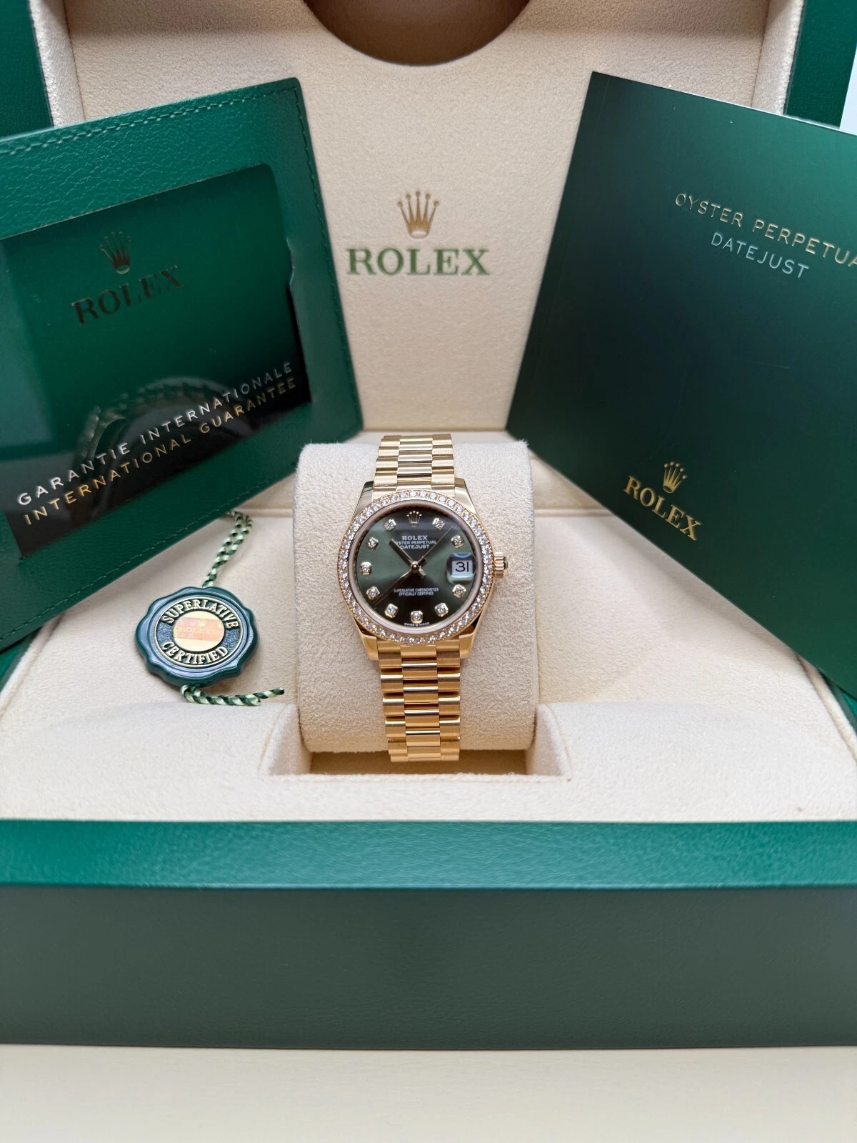 【Super Clone】ROLEX Datejust m278288RBR-0007 Olive Green 31mm Dial President Bracelet Watch