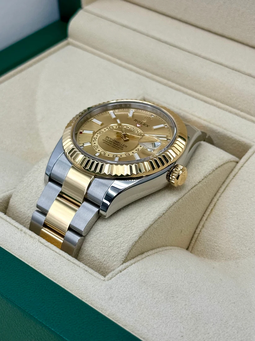 【Super Clone】ROLEX  Sky-Dweller 42mm 336933-0001/0002 Two-Tone Yellow Gold Champagne Dial Oyster