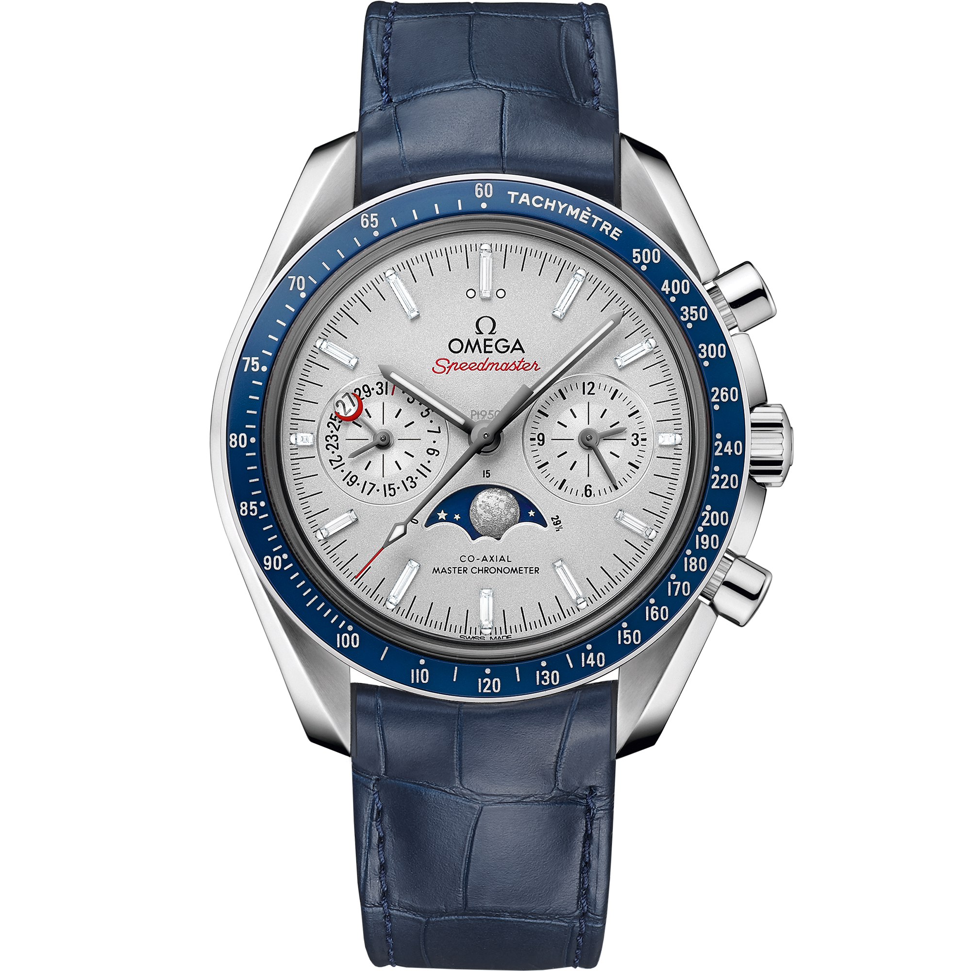 Speedmaster MoonPhase 44.25 mm Platinum leather strap