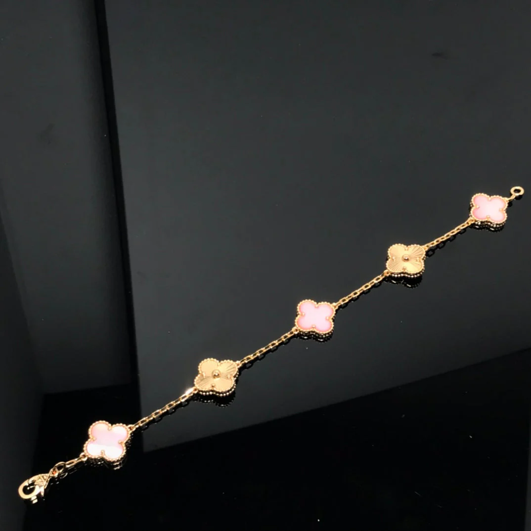 Regalia jewelryCLOVER BRACELET 5 MOTIF PINK AND PINK GOLD