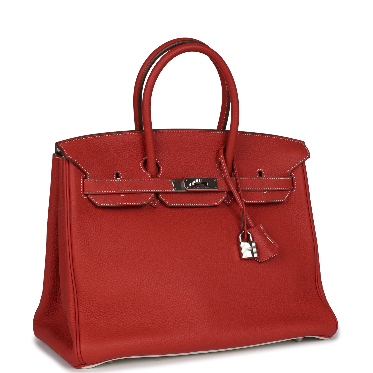 Hermès Birkin 35 Eclat Sanguine and White Clemence Palladium Hardware