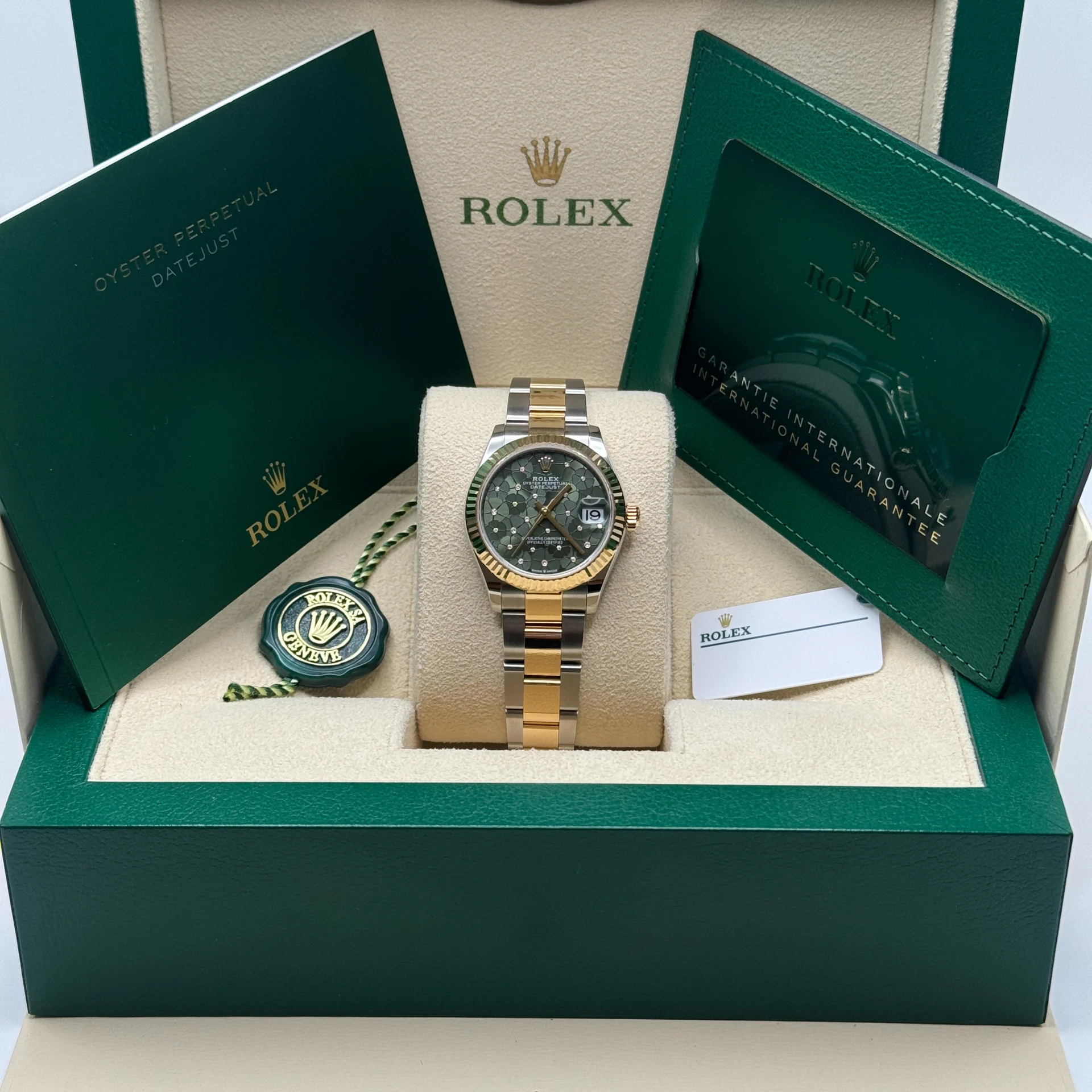【Super Clone】ROLEX Datejust m278273-0031/0032 31mm Olive Green Floral Motif Dial Stainless Steel and Yellow Gold Oyster Watch