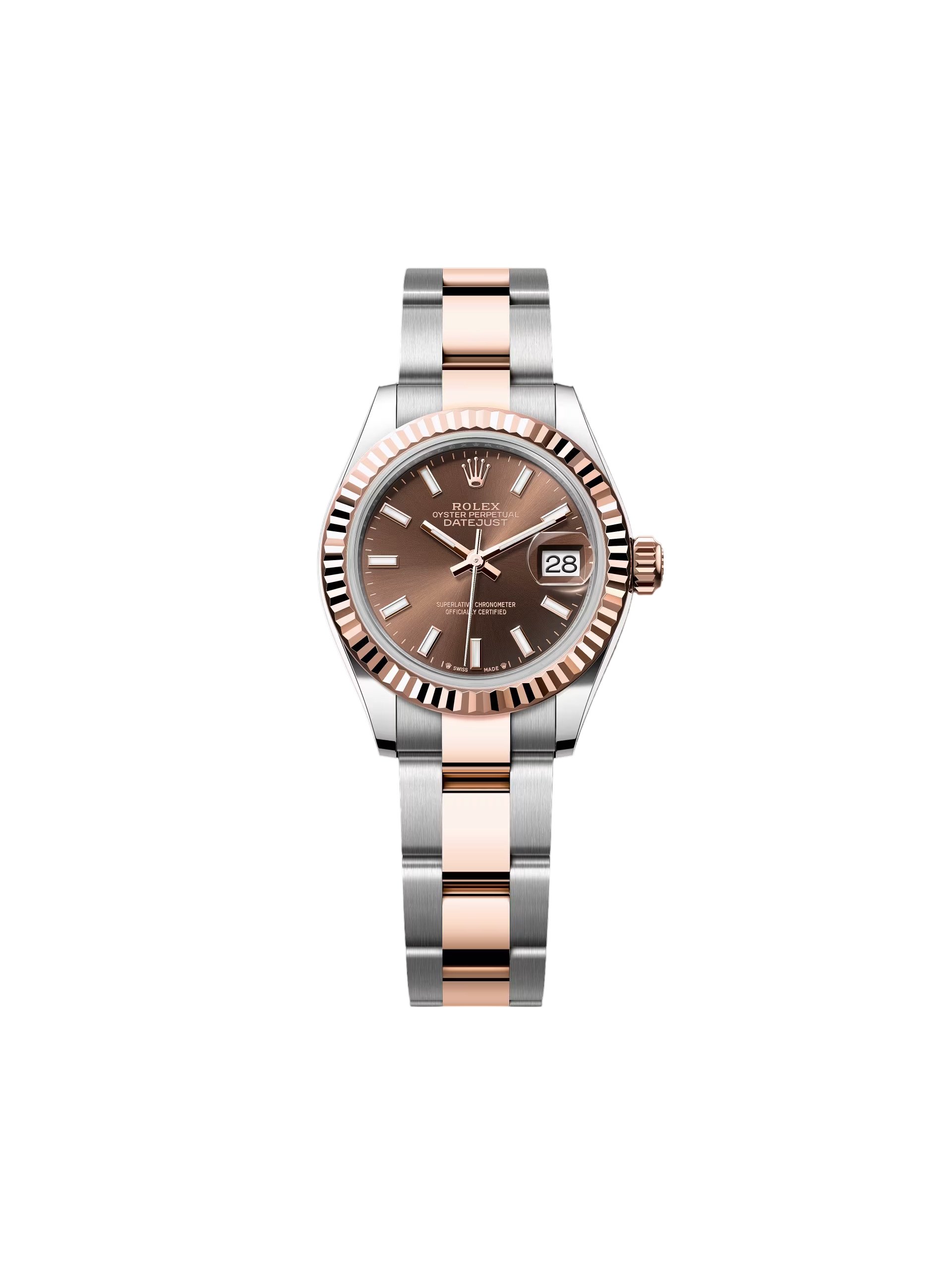 【Super Clone】ROLEX Lady-Datejust 28mm 279171 Chocolate Index Oyster Stainless Steel and Rose Gold