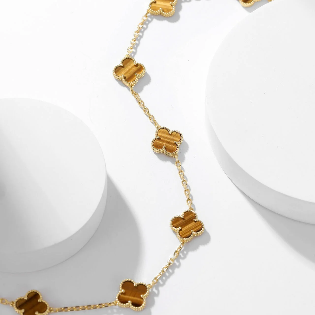 Regalia jewelryCLOVERS THE 10-MOTIFS TIGER EYE NECKLACE