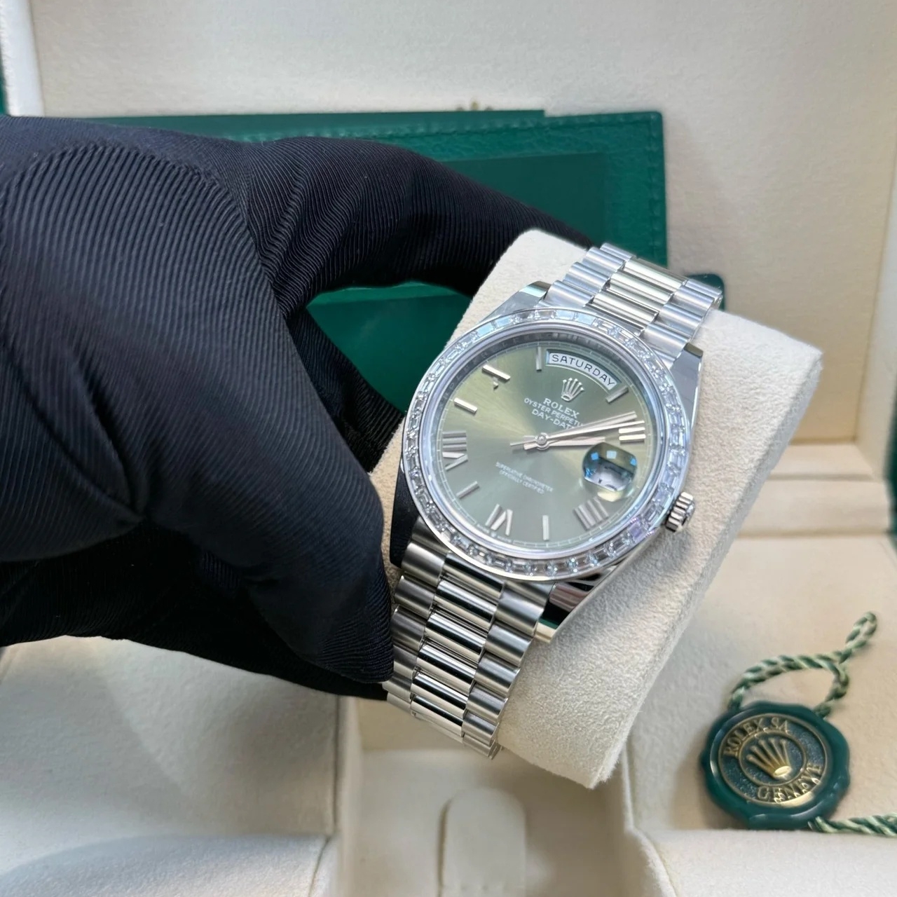 【Super Clone】ROLEX Day-Date 40mm 228396TBR-0020 Green Roman Dial