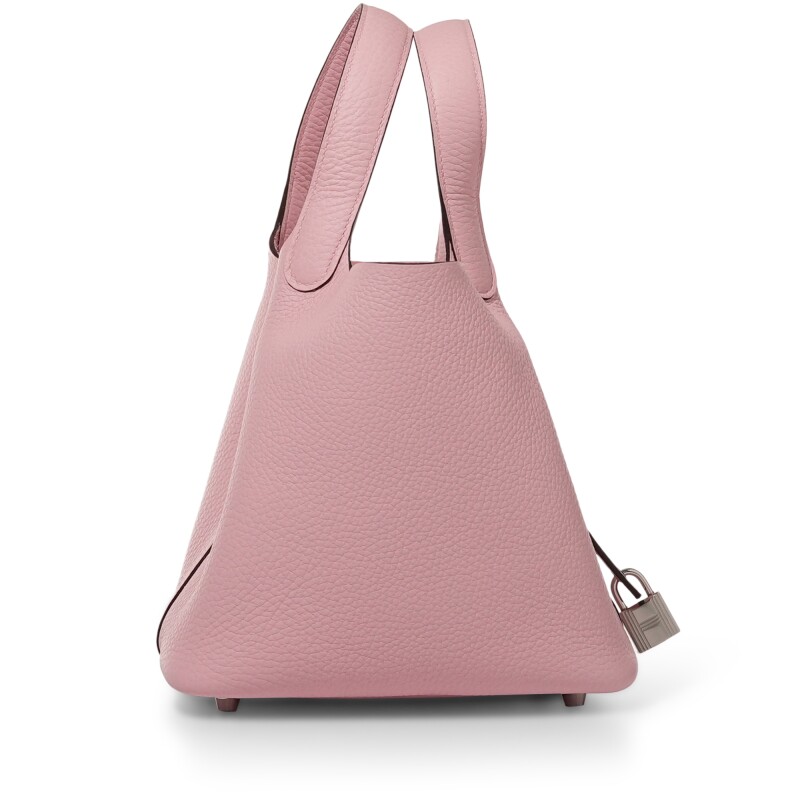 Hermès Rose Sakura Clemence Picotin Lock 18 Palladium Hardware
