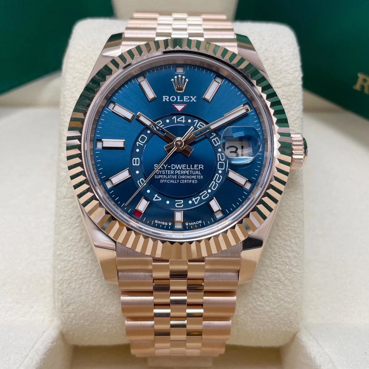 【Super Clone】ROLEX  Sky-Dweller 42mm 336935-0001/0005 Rose Gold Blue Dial Oyster