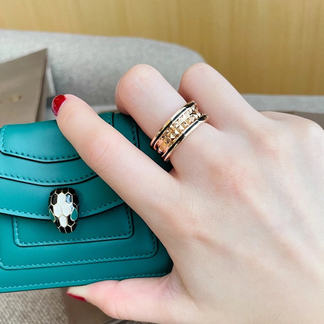 Regalia jewelryZERO 1 PINK GOLD BLACK CERAMIC RING