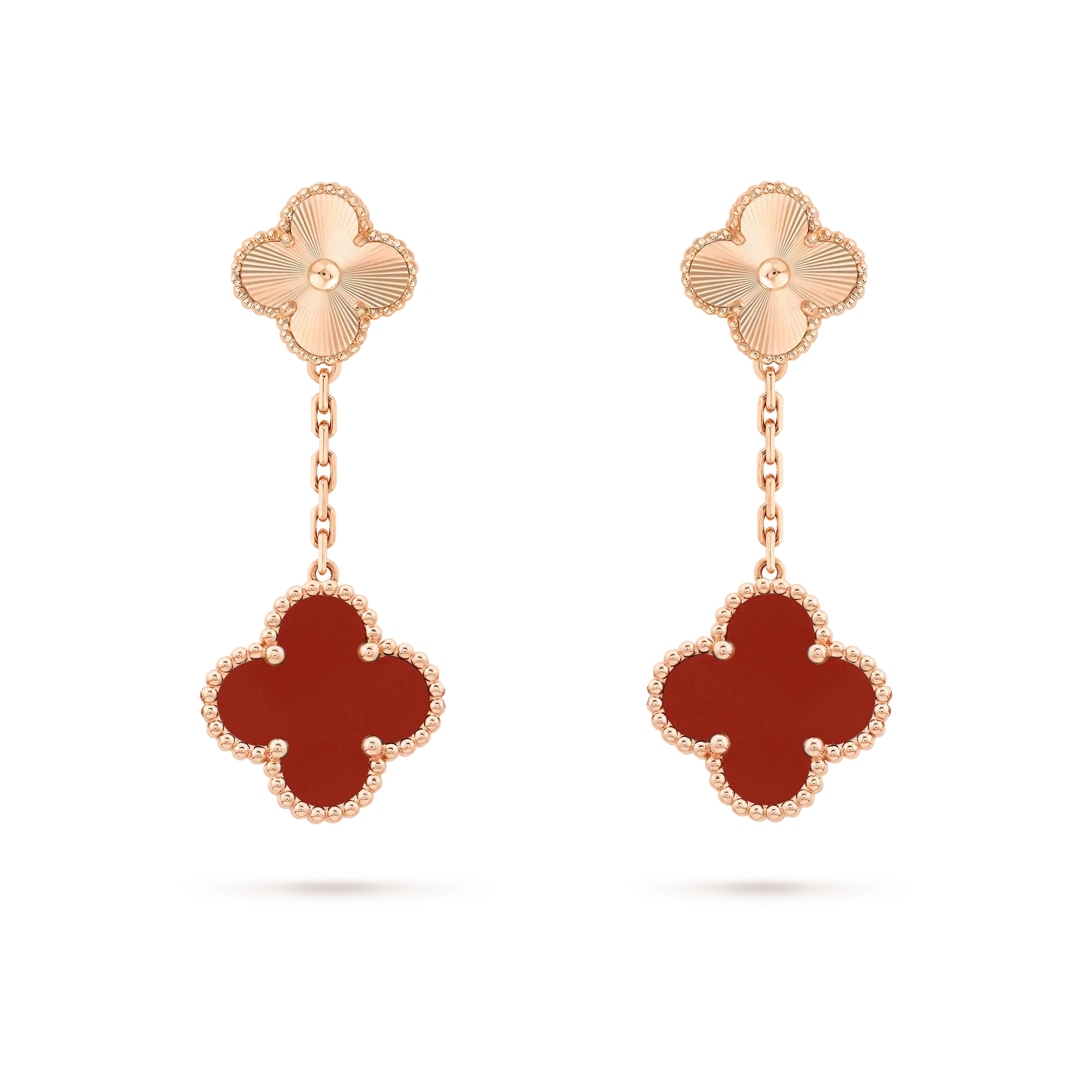 Regalia jewelryCLOVER 2 MOTIF  LASER CARNELIAN EARRINGS