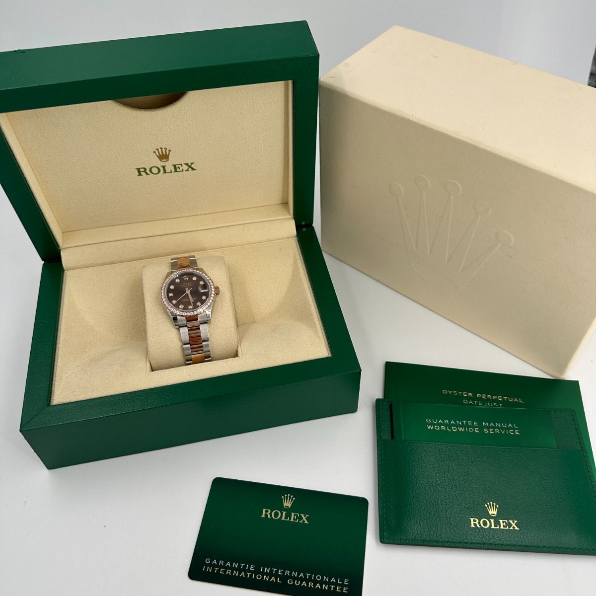 【Super Clone】ROLEX Datejust m278381-0027/0028 Chocolate Diamond 31mm Dial Diamond-Set Bezel and Oyster Bracelet Watch