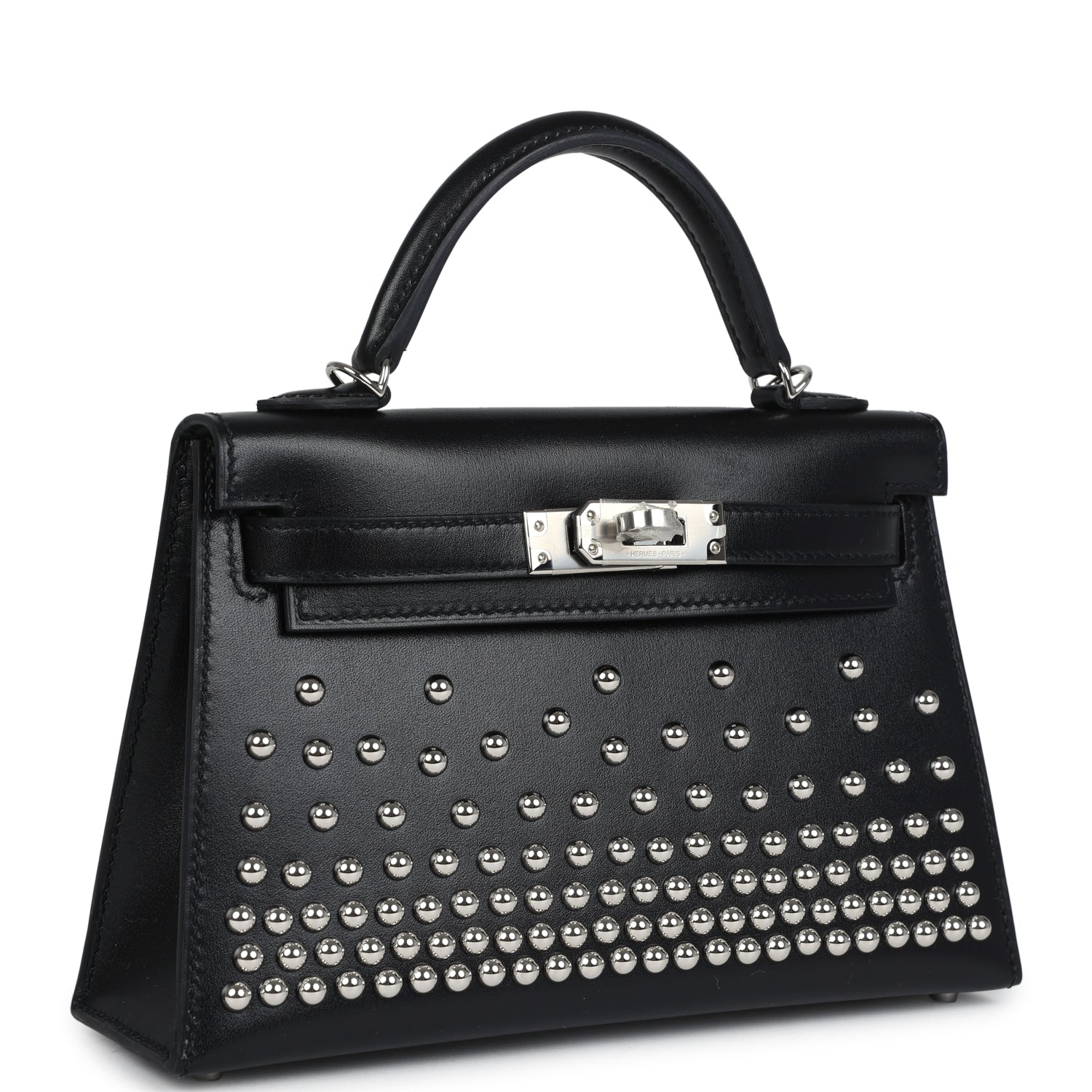 Hermes Kelly Sellier 20 Clouté Black Box Palladium Hardware