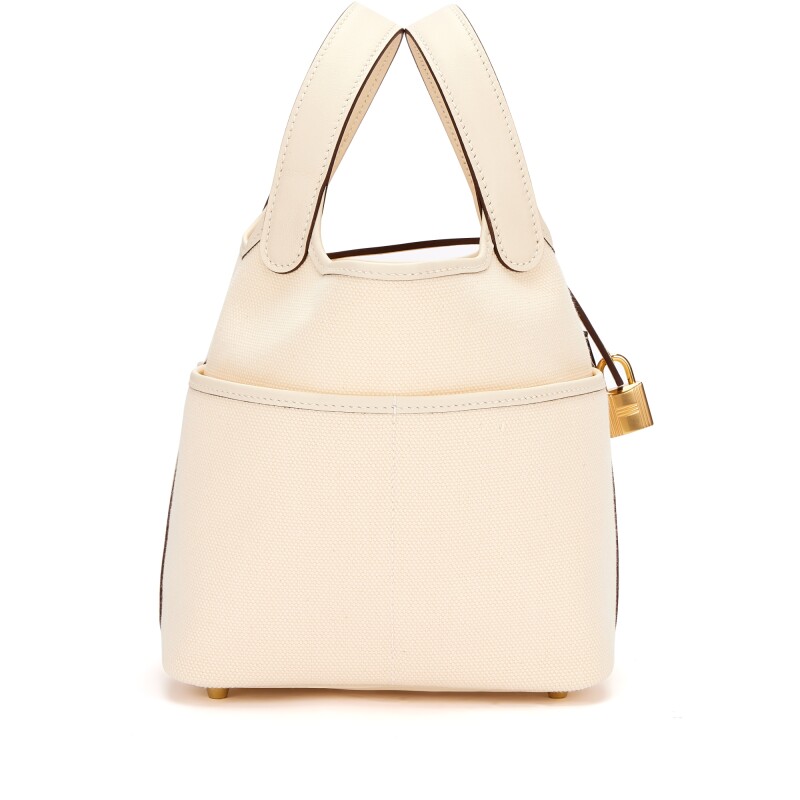 Hermès Nata Swift and Toile Geoland Cargo Picotin Lock 18 Palladium Hardware