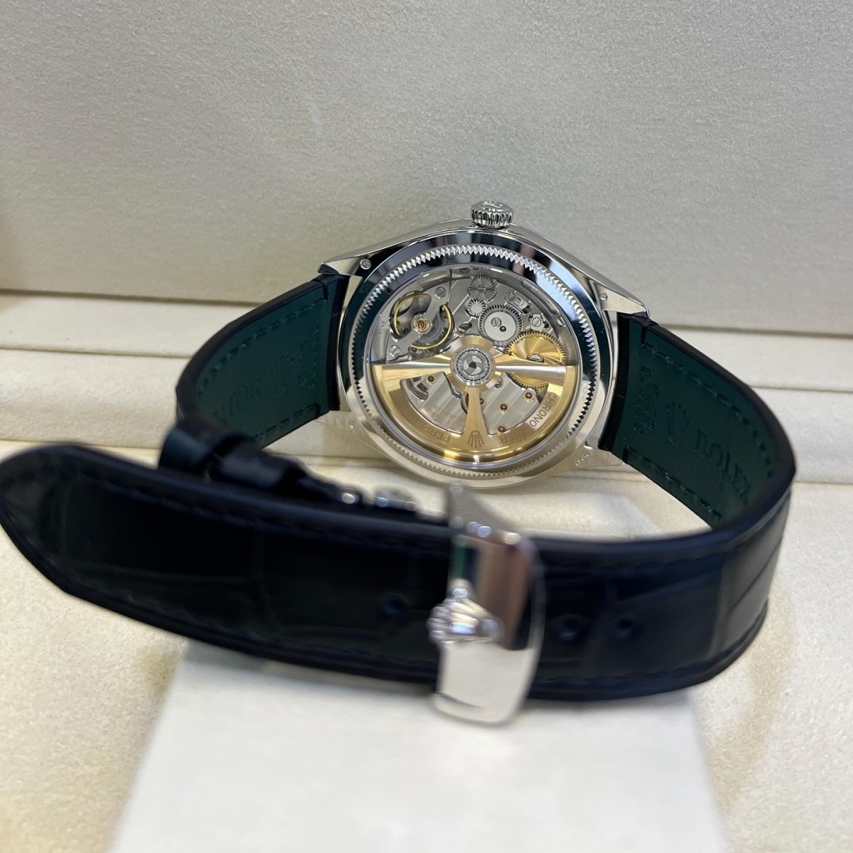 【Super Clone】ROLEX 1908 Platinum Ice Blue Dial Black Alligator Strap - 52506-0003