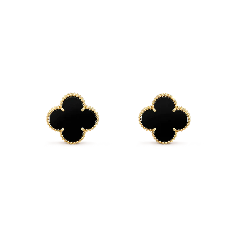 Regalia jewelryCLOVER MEDIUM 1 MOTIFS  ONYX STUD EARRINGS