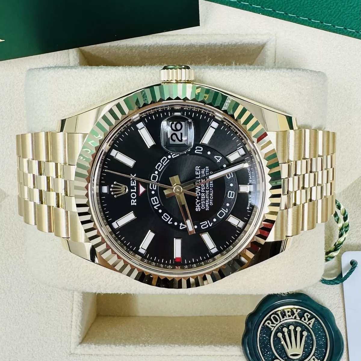 【Super Clone】ROLEX Sky-Dweller 42mm 336938-0002/0005 Yellow Gold Black Dial Oyster