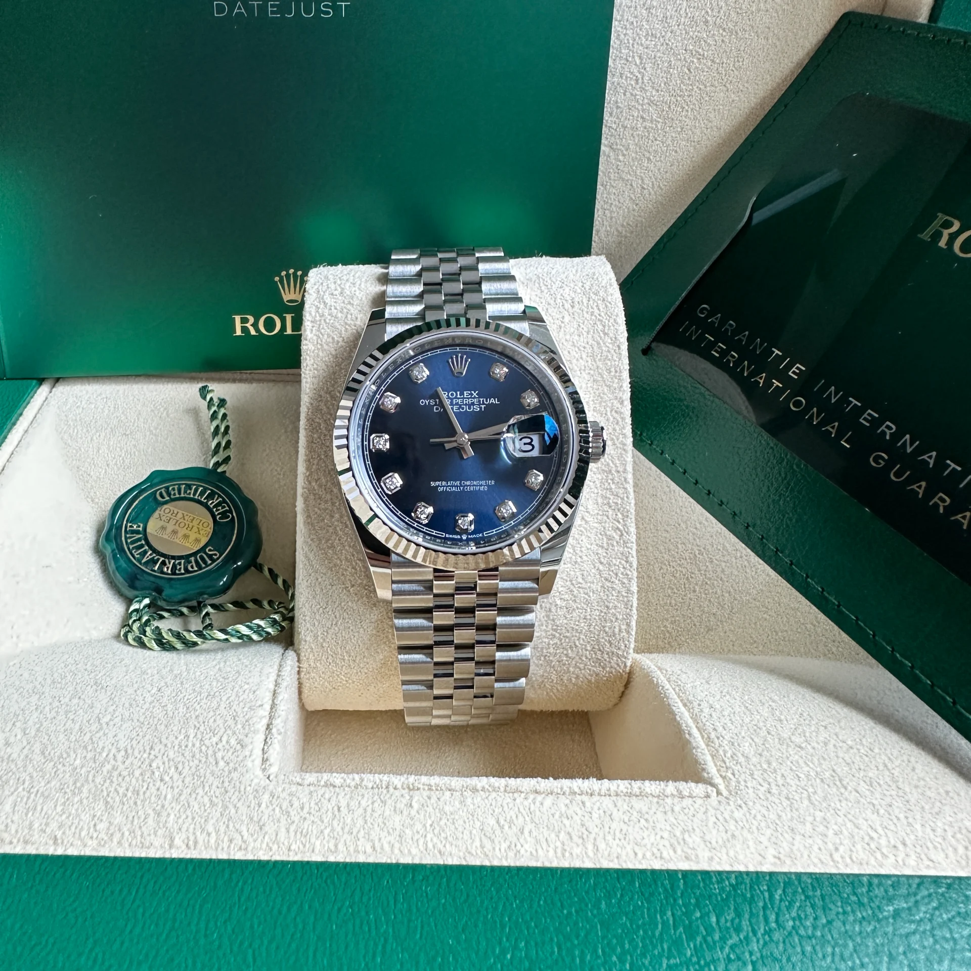 【Super Clone】ROLEX  Datejust 36mm 126234 Blue Diamond Dial Stainless Steel Jubilee Mens Watch