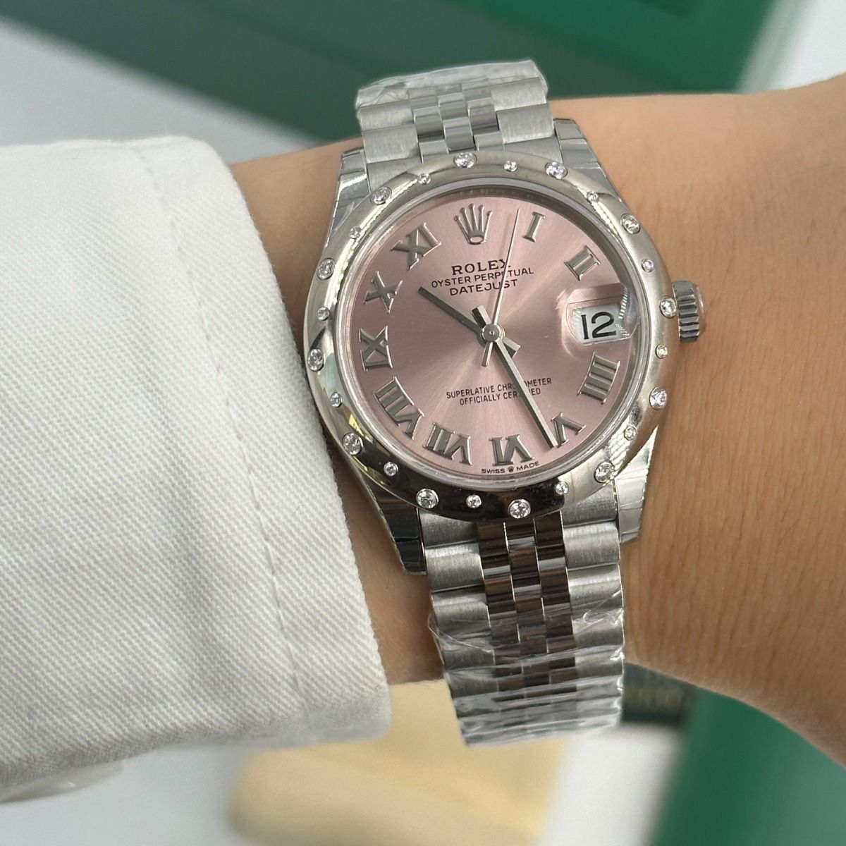 【Super Clone】ROLEX Datejust m278344-0021/0022 Pink Dial 31mm Domed Diamond Oyster Watch