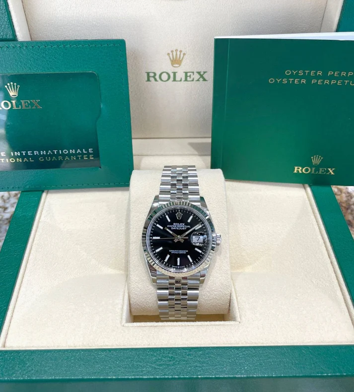 【Super Clone】 ROLEX  Datejust 36mm 126234 Black Index Jubilee Stainless Steel Mens Watch