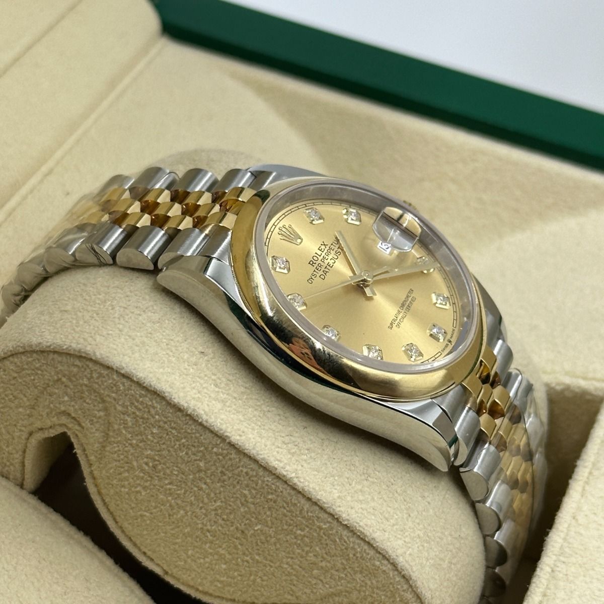 【Super Clone】RLX  Datejust 36mm 126203 Champagne Set with Diamonds Dial Domed Bezel Oyster Bracelet