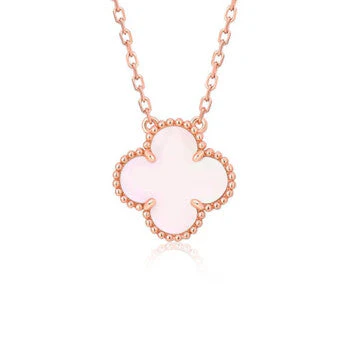 Regalia jewelryCLOVER 15MM PINK MOTHER-OF-PEARL SINGLE FLOWER NECKLACE