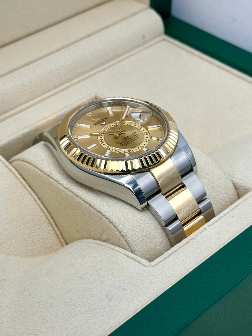 【Super Clone】ROLEX  Sky-Dweller 42mm 336933-0001/0002 Two-Tone Yellow Gold Champagne Dial Oyster