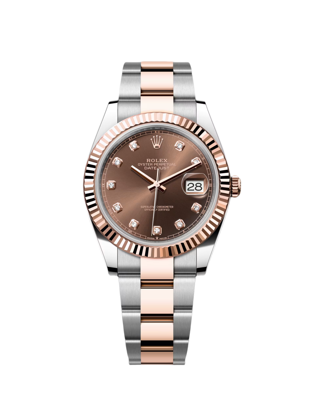 【Super Clone】ROLEX Datejust 41mm 126331 Datejust Chocolate Diamond Oyster Steel and Everose Gold Watch