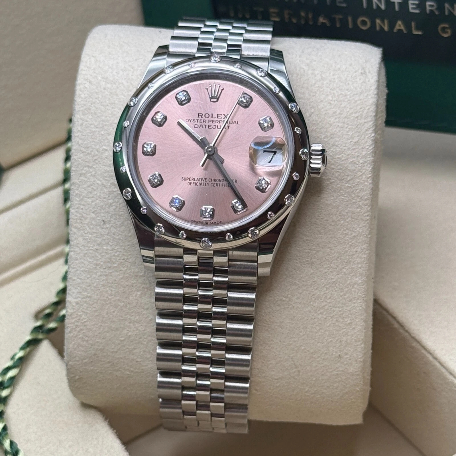 【Super Clone】ROLEX Datejust m278344-0033/0034 Pink Dial 31mm Domed Diamond Oyster Watch