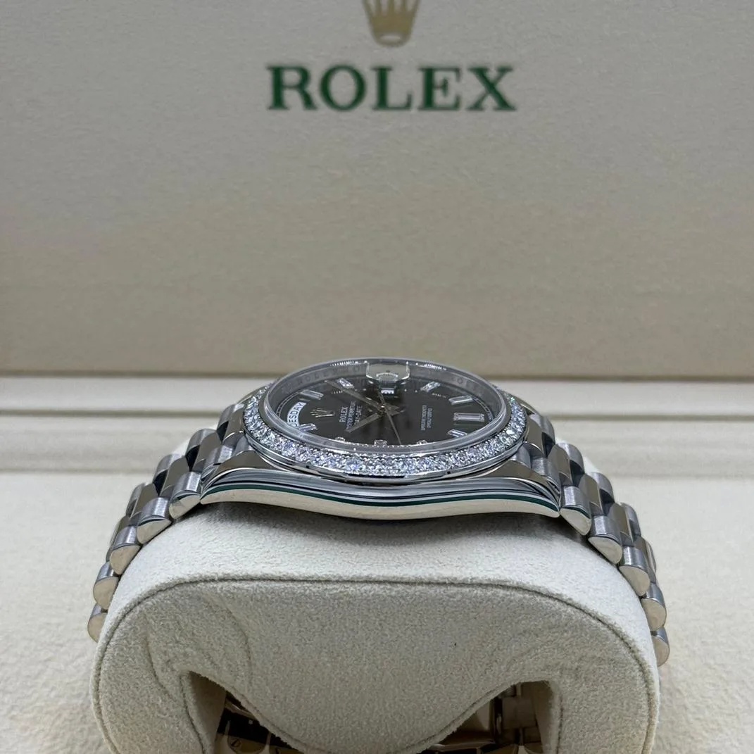 【Super Clone】ROLEX  Day-Date 40mm 228349RBR-0003 Bright Black Dial President Bracelet