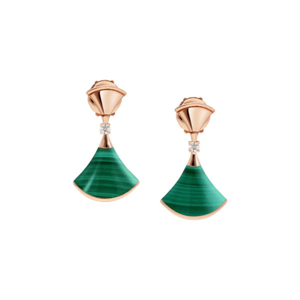 Regalia jewelryDREAM MALACHITE PINK GOLD EARRINGS