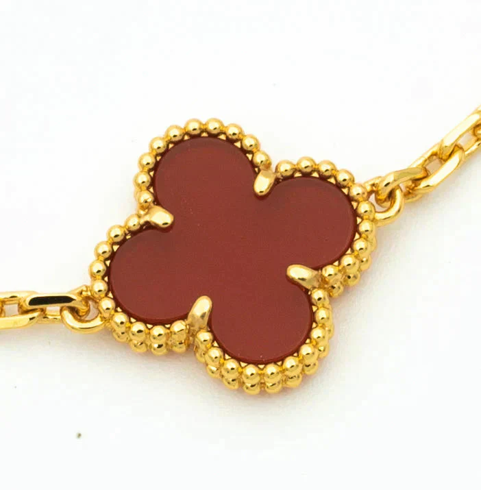 Regalia jewelryCLOVER  5 MOTIFS CARNELIAN GOLD BRACELET