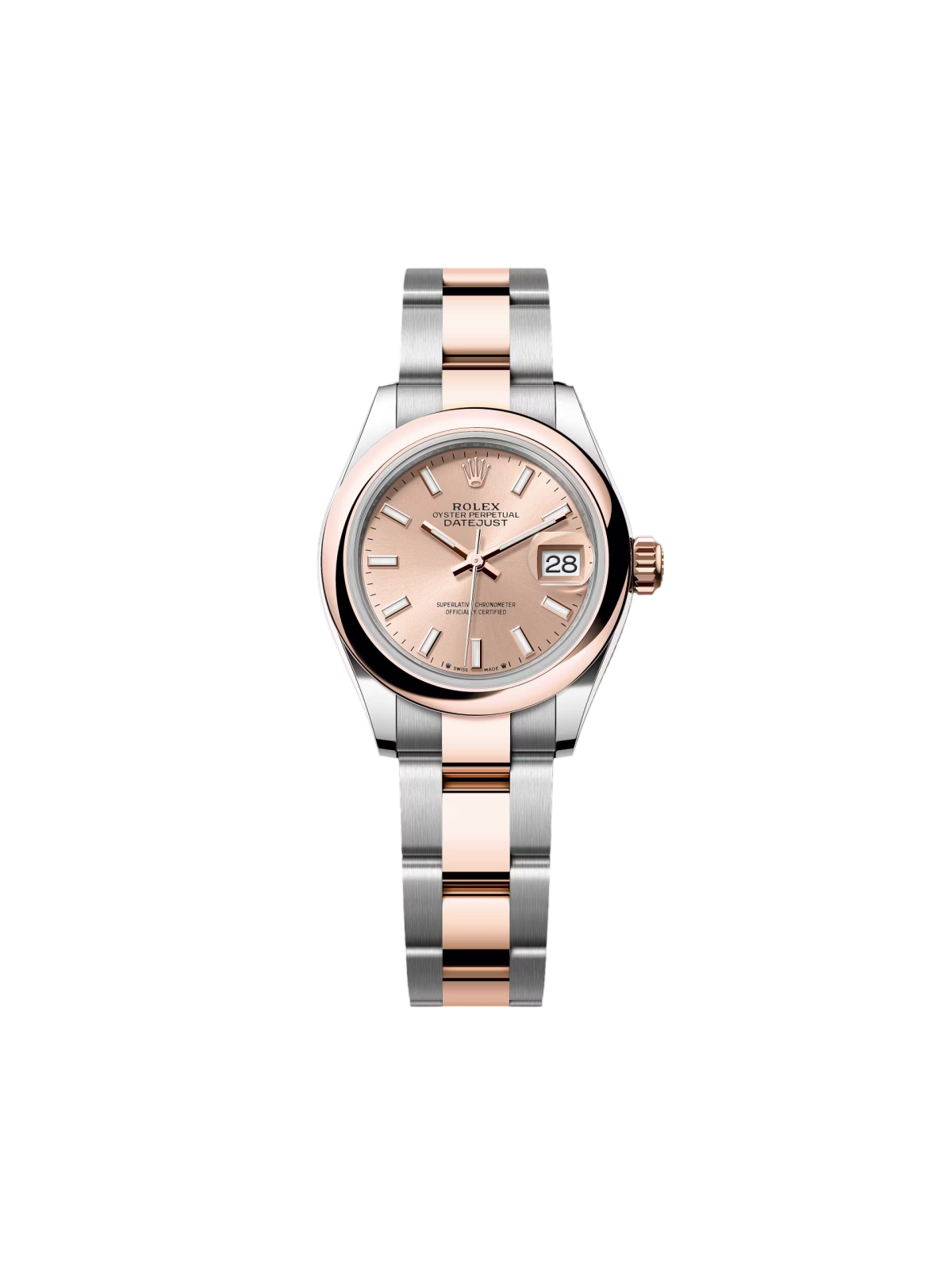 【Super Clone】ROLEX Lady-Datejust 28mm  279161 Rose Stick Dial, Two Tone Stainless Steel & 18K Rose Gold Oyster Bracelet Women's Watch