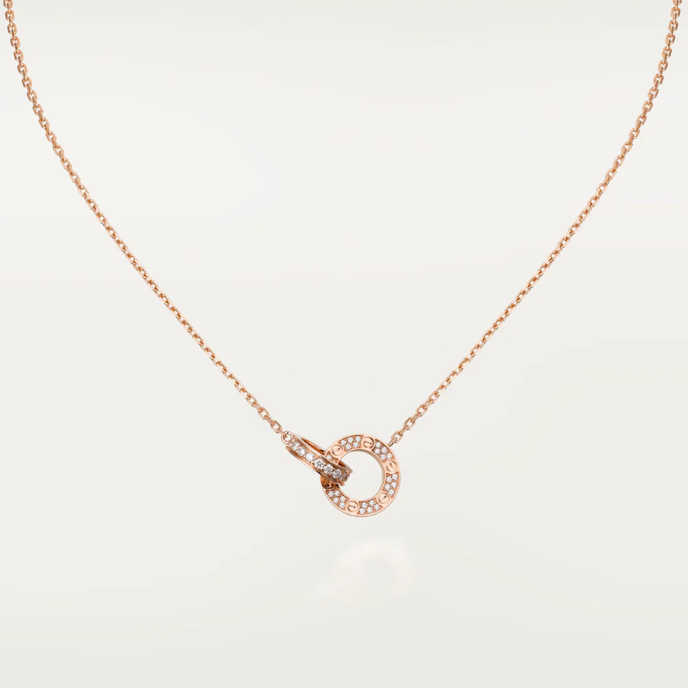 Regalia jewelryLOVE 7.6MM NECKLACE ROSE GOLD AND SILVER  FULL DIAMOND