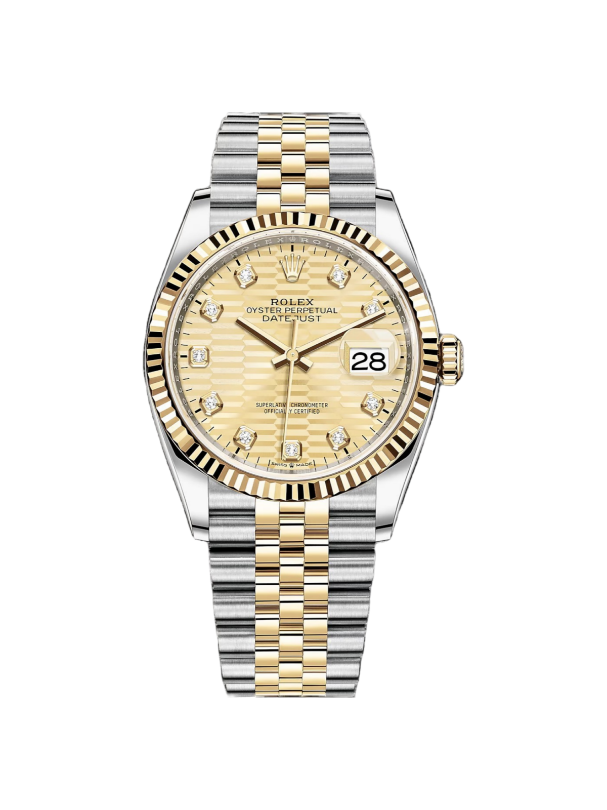 【Super Clone】ROLEX  Datejust 36mm 126233 Champagne Fluted Motif Diamond Dial Jubilee Bracelet