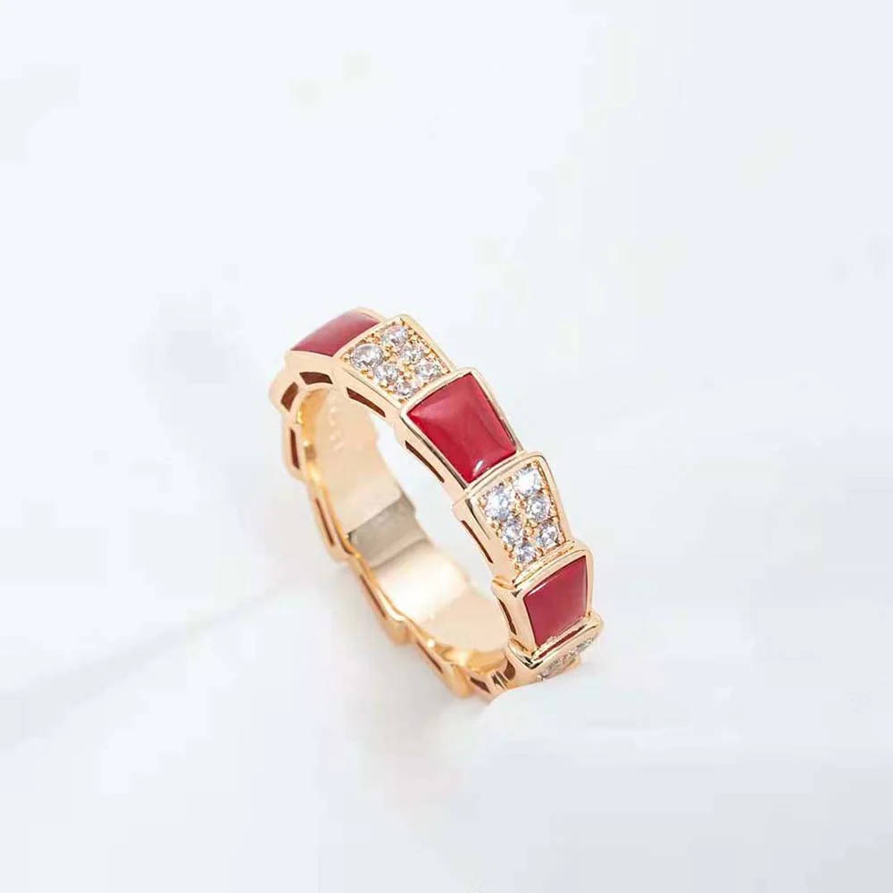 Regalia jewelrySERPENTI RING PINK GOLD CARNELIAN DIAMOND PAVED 4MM