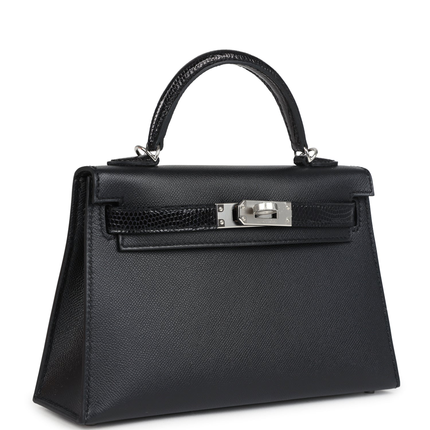 Hermès Kelly Sellier 20 Black Madame and Shiny Varanus Lizard Touch Palladium Hardware