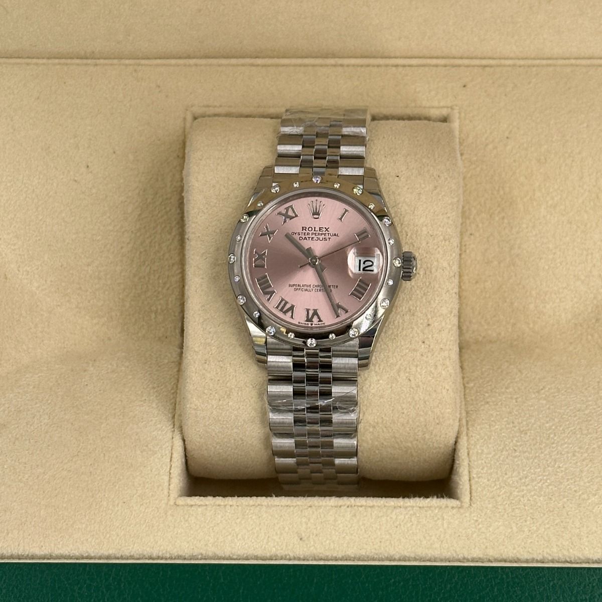 【Super Clone】ROLEX Datejust m278344-0021/0022 Pink Dial 31mm Domed Diamond Oyster Watch