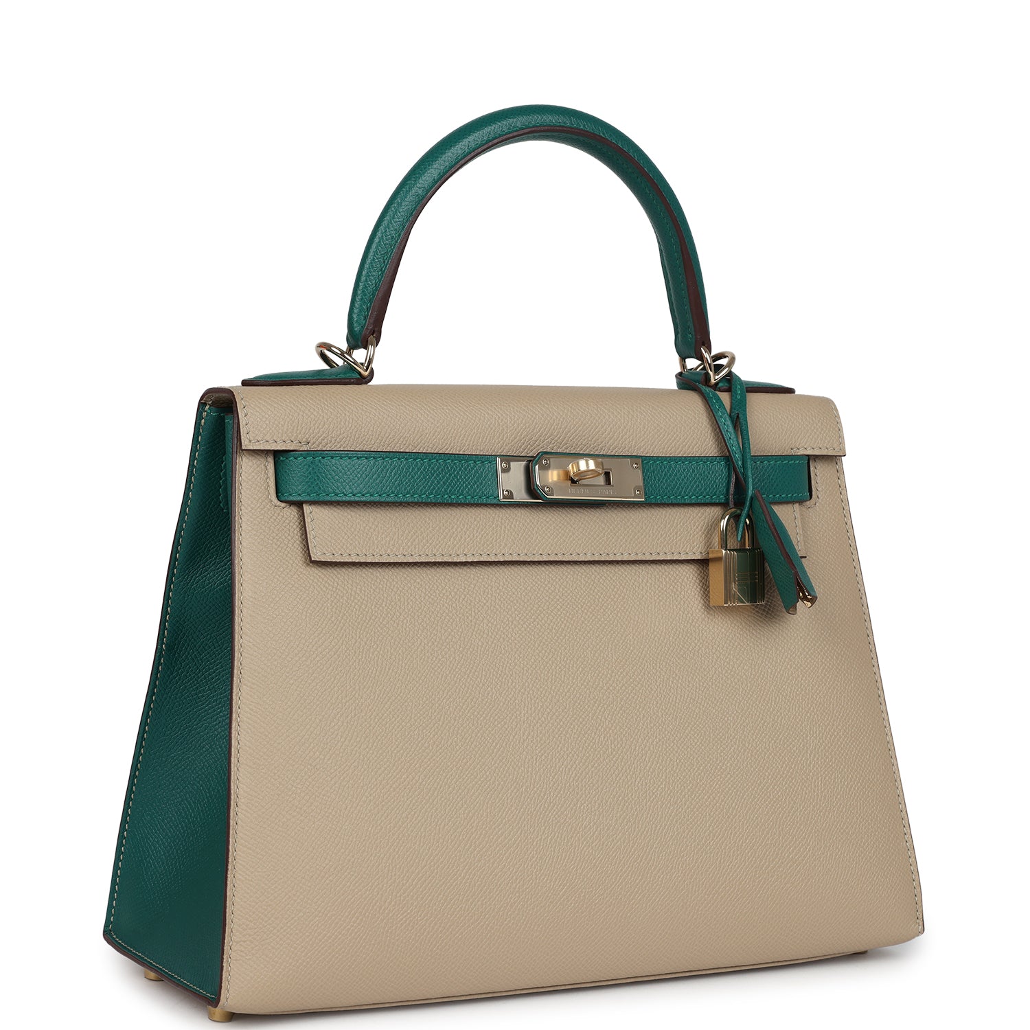 Hermès Special Order (HSS) Kelly Sellier 28 Malachite and Trench Epsom Permabrass Hardware