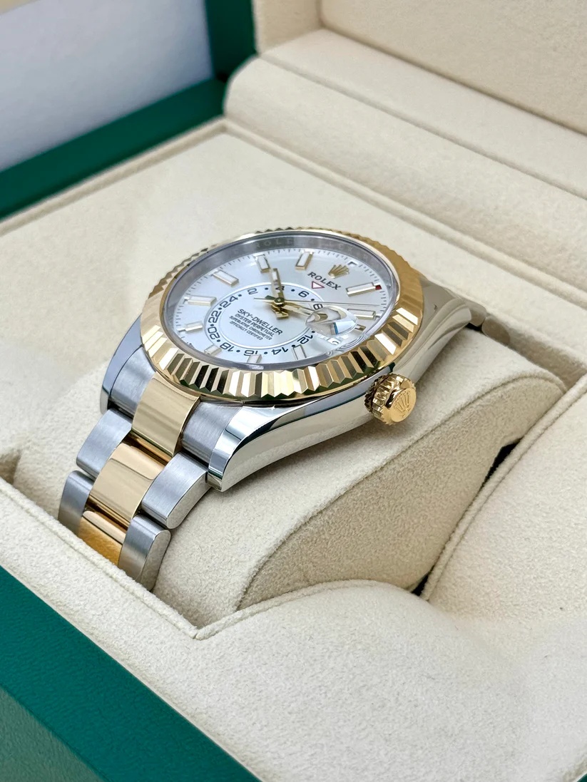 【Super Clone】ROLEX  Sky-Dweller 42mm 336933-0005/0006 Two-Tone Yellow Gold White Dial Oyster