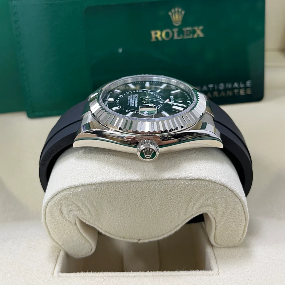 【Super Clone】ROLEX  Sky-Dweller 42mm White Gold Black Dial Oysterflex - 336239